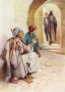 Manden, der blev født blind (farvelitografi) af Evelyn Stuart Hardy