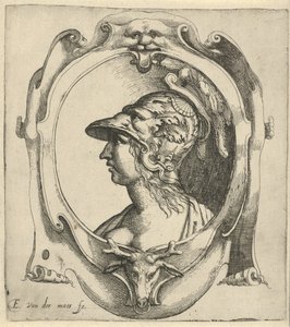 Buste af ung kvinde med hjelm af Everard Crynsz. van der Maes