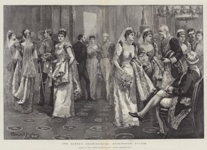 Dronningens tegnestue, Buckingham Palace, scene i den grønne tegnestue efter præsentation