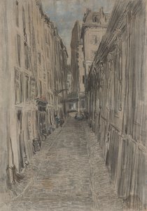 Gade i Paris (pastel på lærred) af Everett Shinn