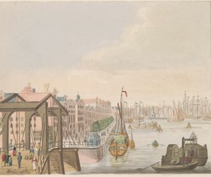 Eksteriør i Amsterdam, ca. 1810-1813 Vue du Buitenkant le long de l