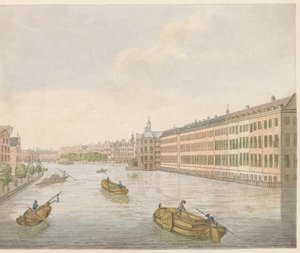 Udsigt over Binnen-Amstel, ca. 1810-1813 Vue du Blaauwe-Brug, pris de l