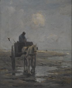 Hest og vogn (olie på lærred)