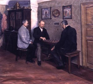 Skakkamp (olie på lærred) af Evgeniy Iosipovich Bukovetsky