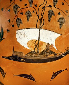 Dionysos i sit skib af Exekias Exekias