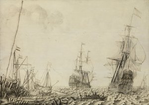 Skibe i nærheden af en havn af Experiens Sillemans