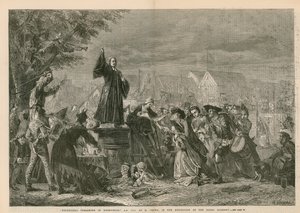 George Whitefield prædiker i Moorfields, AD 1742 - i udstillingen af Royal Academy (gravering) af Eyre Crowe