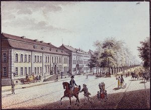 Udsigt over operahuset, Berlin (pen og blæk og wc på papir)