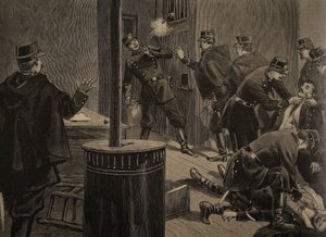 Etievant, anarkisten skyder fra risten, illustration fra 