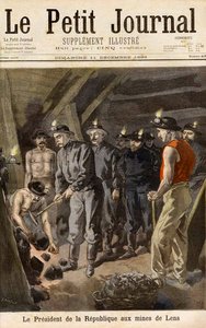 Felix Faure (1841-99) Republikkens præsident, i minerne ved Lens, fra Le Petit Journal, 11. december 1898