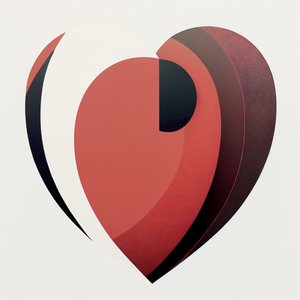 Et rødt hjerte symboliserer kærlighed, følelsesladet maleri, moderne vægkunst af F. Abderrahim