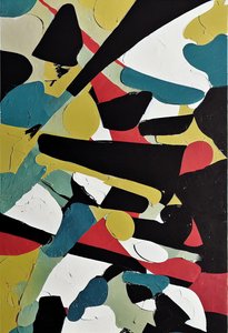 Abstrakt ekspressiv penselføring, moderne maleri, online kunsttryk på lærred af F. Abderrahim