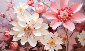 Abstrakt maleri af en lyserød og sort blomst, blomsterbilleder online af F. Abderrahim