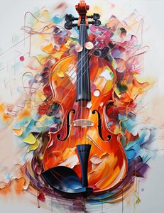 Smukt violinmaleri til salg, vægkunst print indretning, vægkunst print indretning af F. Abderrahim