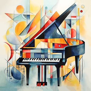 Kandinsky abstrakt stil, abstrakte klavertangenter, vægdekoration til hall og stue af F. Abderrahim