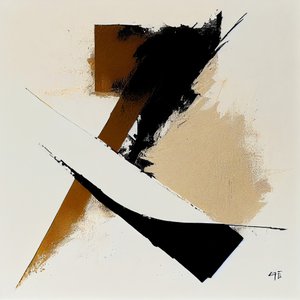 Minimalistisk abstrakt maleri til ideer til vægdekoration i hallen, kunsttryk af F. Abderrahim