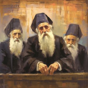 Portrætmaleri af en religiøs ældre gejstlig, kunsttryk på lærred af F. Abderrahim