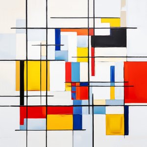 abstrakt Piet Mondrian maleri stil, stue væg dekoration idé af F. Abderrahim