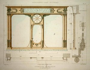 Design til en butiksfacade, illustration fra 
