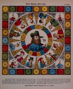 Game of Schwarzer Peter, eller Black Peter, broadsheet udgivet af Ackermann, Wissembourg af F. C. Wentzel