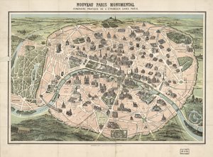 Udvalgte bygninger vist billedmæssigt. Fugleperspektiv. LC kopi monteret på stof. Tilgængelig også via Library of Congress-webstedet som et rasterbillede af F.; Garnier Frères; Dufrénoy Dufour