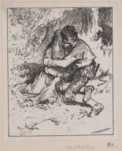 Illustration til "Gjete Kongens Harer" af F. Hendriksen
