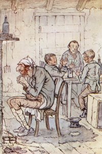 Illustration til Oliver Twist (farve litho) af F. M. B. Blaikie