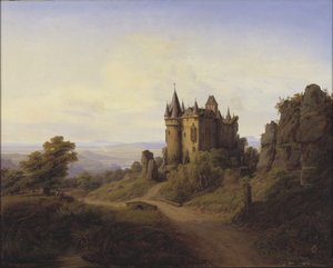 Büresheim Slot ved Eifel-floden af F. Sødring