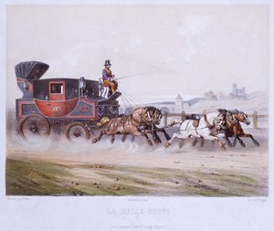 The Mail Coach, graveret af Charles Bargue (1826-83) af F. after Fort