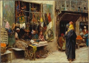 A Street Bazaar (olie på lærred)