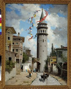 Udsigt over Galata-tårnet i Konstantinopel. Maleri af Fabius Brest (1823-1900). Obligatorisk omtale: Collection fondation regards de Provence, Marseille