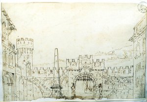 Scenografisk kulisse af F. Galliari til Antonio Vivaldis opera "Caton d