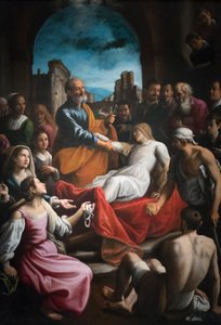 Sankt Peter genopliver Tabitha af Fabrizio Santafede