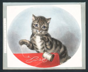 Always at Mischief - victoriansk lykønskningskort (chromolitho) af Fanny Corbaux