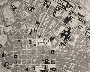 Kort over Firenze, detalje, 1843 og 1866 gravering detalje af 100310