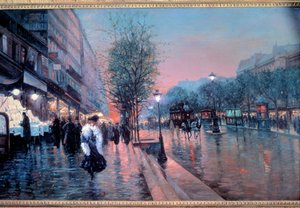 Udsigt over Grands Boulevards i Paris Maleri af Fausto Giusto (20. århundrede). 1900 Privat samling af Fausto Giusto