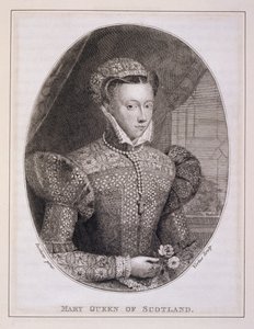 Mary Queen of Scots (1542-87), graveret af George Vertue (1684-1756) (gravering) af Federico (after) Zuccaro