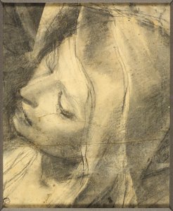 Hovedet af den besvimede jomfru: Studie til deponering (recot) Basen af søjlen (verso) af Federico Barocci