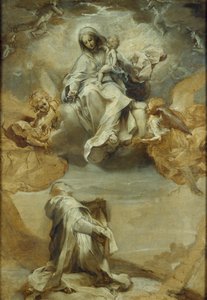 St Dominic de Guzman modtager rosenkransen, c1588 af Federico Barocci