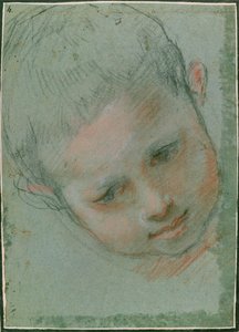 The Head of a Boy, ca. 1586-89 sort, rød, hvid og kødtonet kridt) af Federico Fiori Barocci or Baroccio