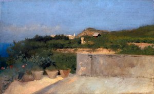 Terrasse i Resina, af Federico Rossano (1835-1912), olie på lærred, 33x53 cm