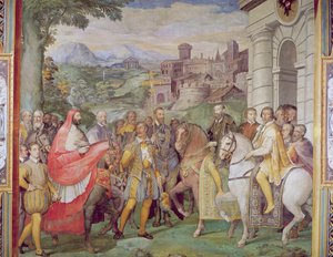 Charles V (1500-58) med Alessandro Farnese (1546-92) i Worms, fra 