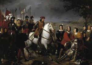 Spansk: El Gran Capitán recorriendo el campo de la batalla de Ceriñola Gonzalo Fernández de Córdoba ved slaget ved Cerignola
 eller spansk: El Gran Capitán después de la batalla de Ceriñola encuentra el cadáver de Luis de Armagnac Gonzalo Fernández de Córd af Federico de Madrazo y Kuntz