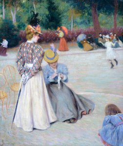 Games at park, af Federico Zandomeneghi (1841-1917), olie på lærred, 55,5x45,5 cm af Federigo Zandomeneghi