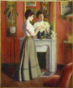 Woman Before a Mirror af Zandomeneghi, Federico (1841-1917). Olie på lærred, størrelse: 65x55 af Federigo Zandomeneghi