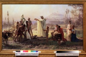 Antikkens Grækenland: ""Ceremoni til hyldest til guden Hermes"" Maleri af Feodor Andreyevich Bronnikov (1827-1902) 1874 Dim. 70x123 cm Statens Tretyakov Galleri Moskva af Fedor Andreevich Bronnikov