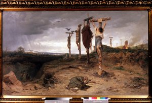 Den forbandede mark, henrettelsessted i det antikke romerske imperium. Maleri af Feodor Andreyevich Bronnikov (1827-1902), olie på lærred