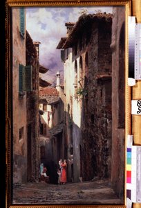 ""Scene de rue a Bellagio en Italie"" Peinture de Feodor Andreyevich Bronnikov (1827-1902) 1875 State Tretyakov Gallery, Moscou af Fedor Andreevich Bronnikov