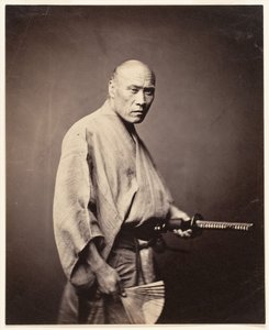 Samurai, Yokohama (1864-65) (albumin sølvtryk) af Felice (1825 c.1908) Beato