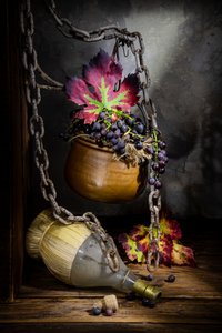 Efterårsstillleben med vin af Felice Angelino